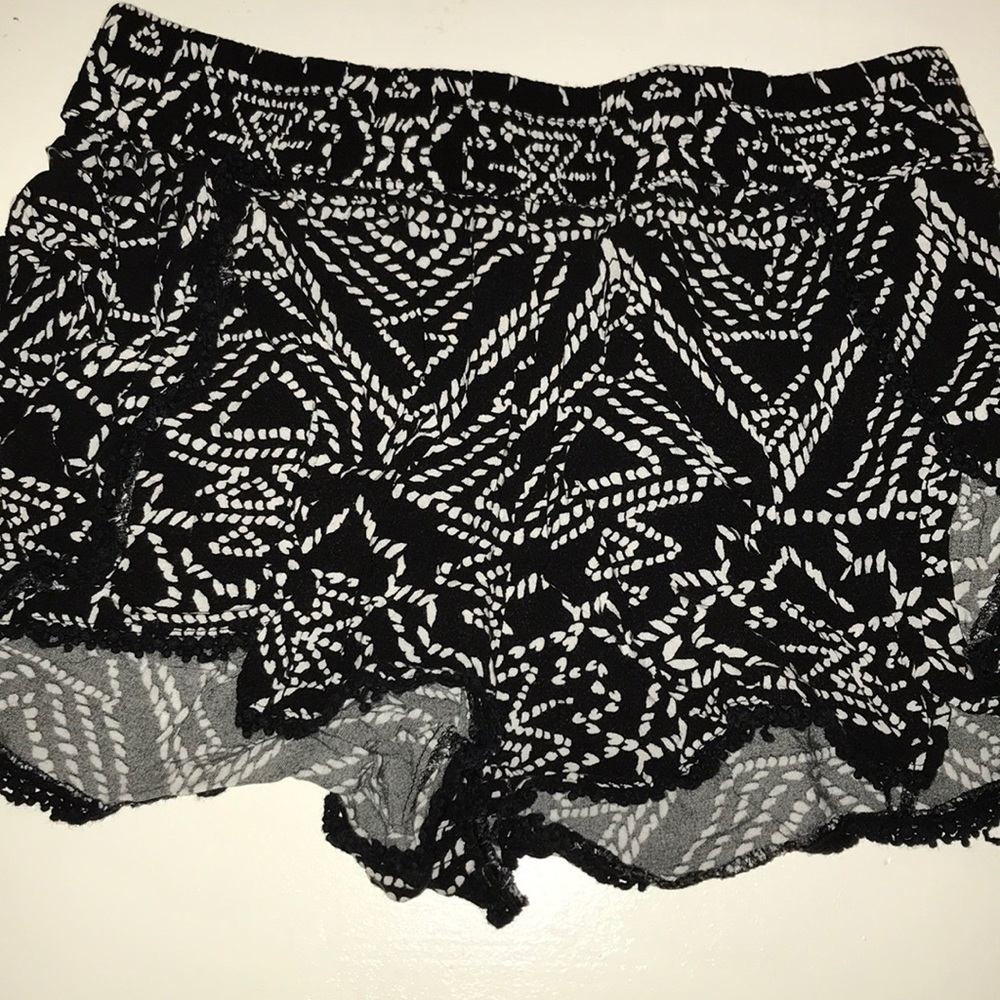 Black and White Flowy Shorts
